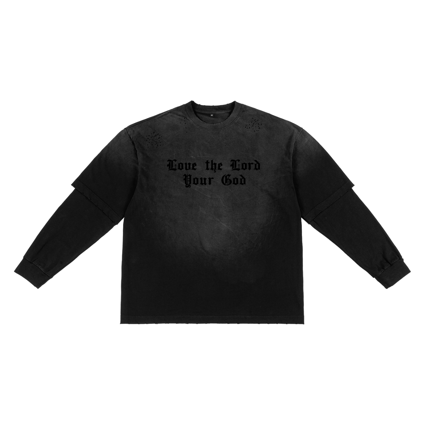 Love The Lord Your God Sunfade Hand-Frayed Faux Two-Piece T-Shirt
