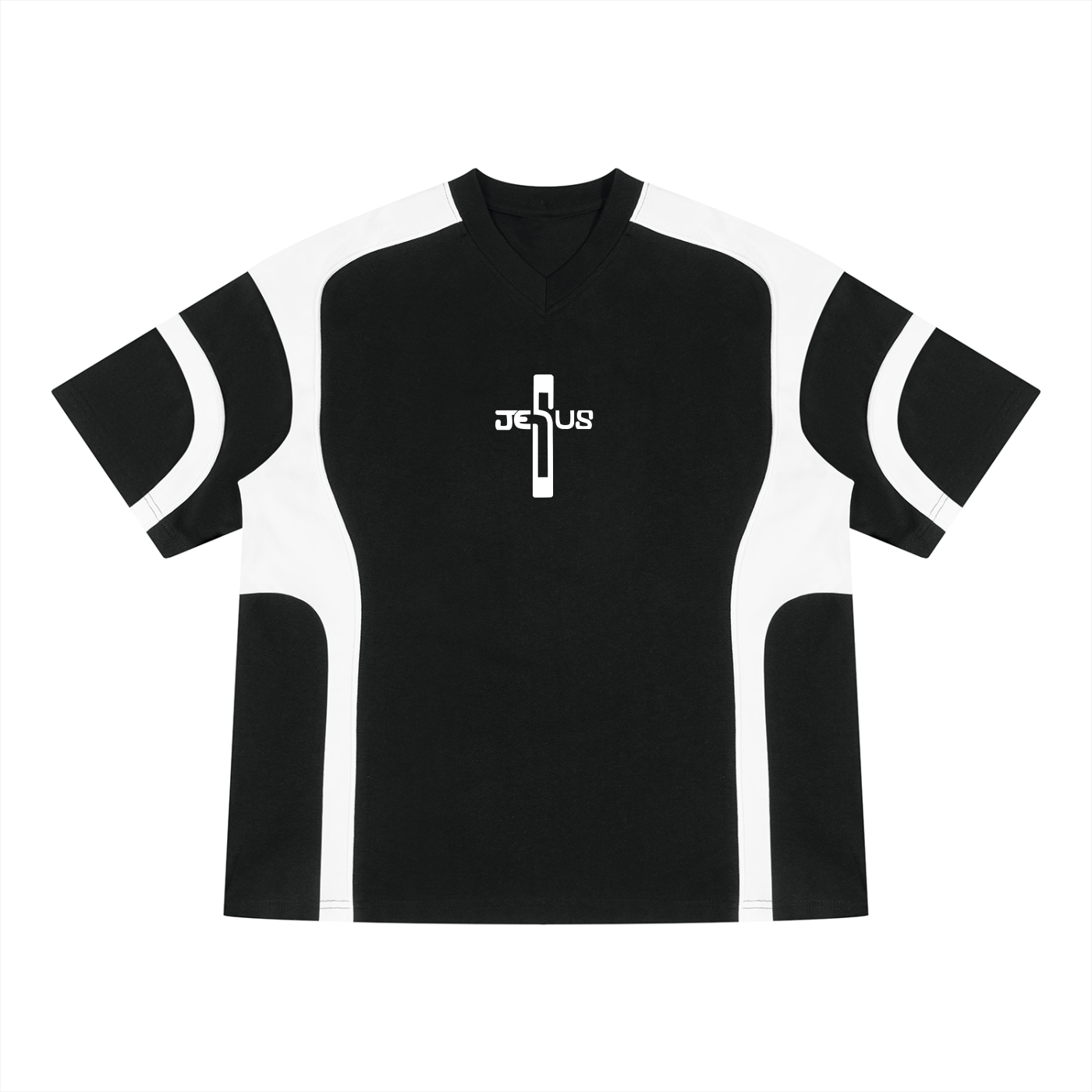 Jesus Unisex Color Block V-Neck T-Shirt